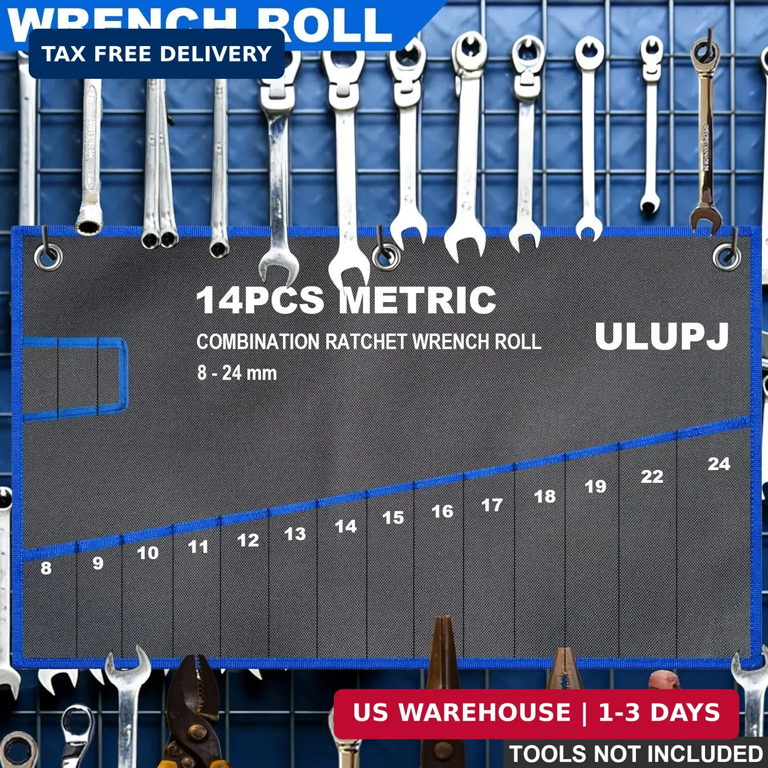 2PCS Wrench Roll, Wrench Roll Up Pouch, Wrench Organizer, Heavy-Duty Tool Pouch