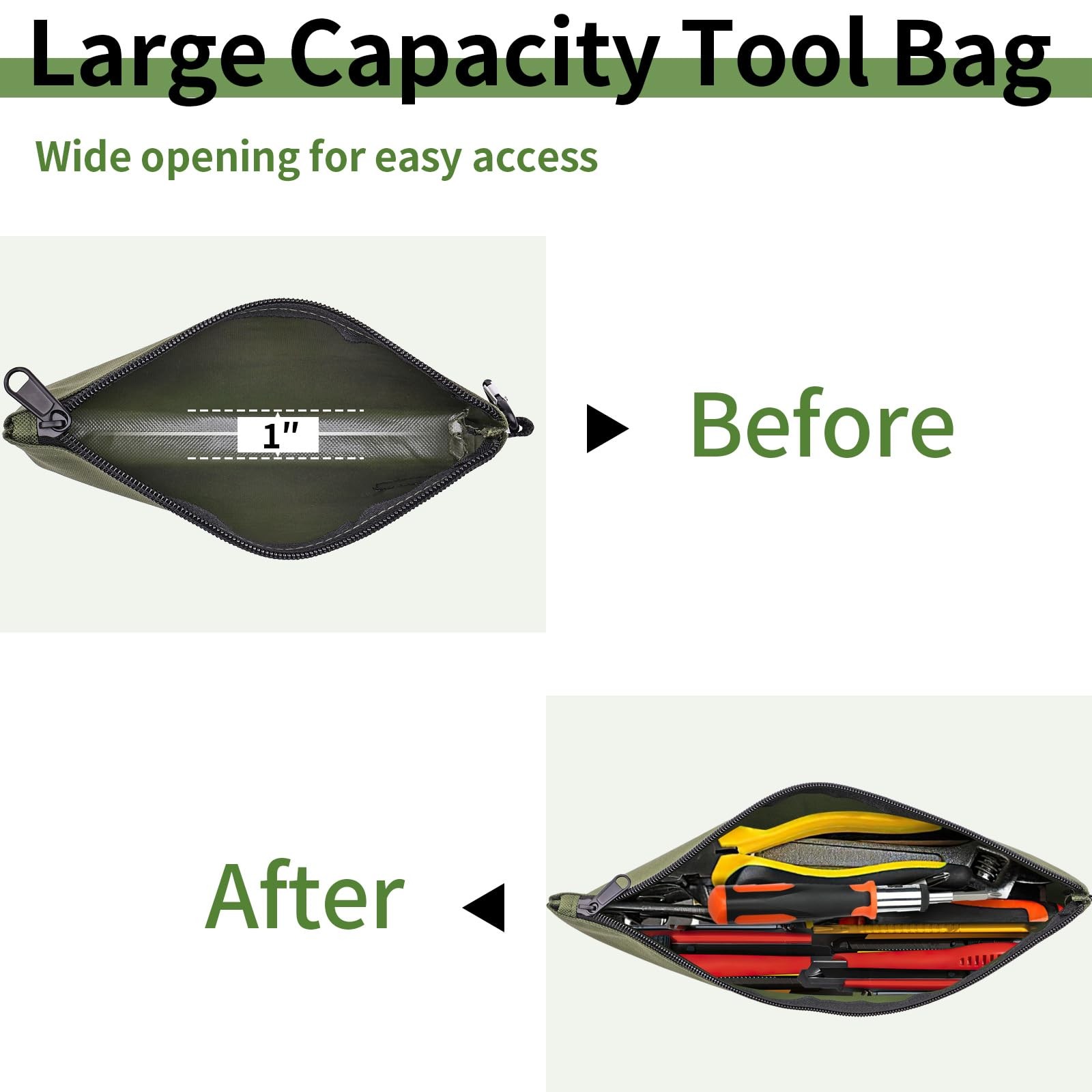 3 Pack Premium Tool Pouches Zipper Bag, 8 in Small Tools Bags with Carabiner,…