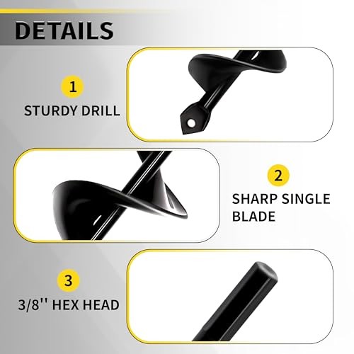 Hex Drive Drill Auger 1.6×16.5 Inch Bulb Planter Planting Tool