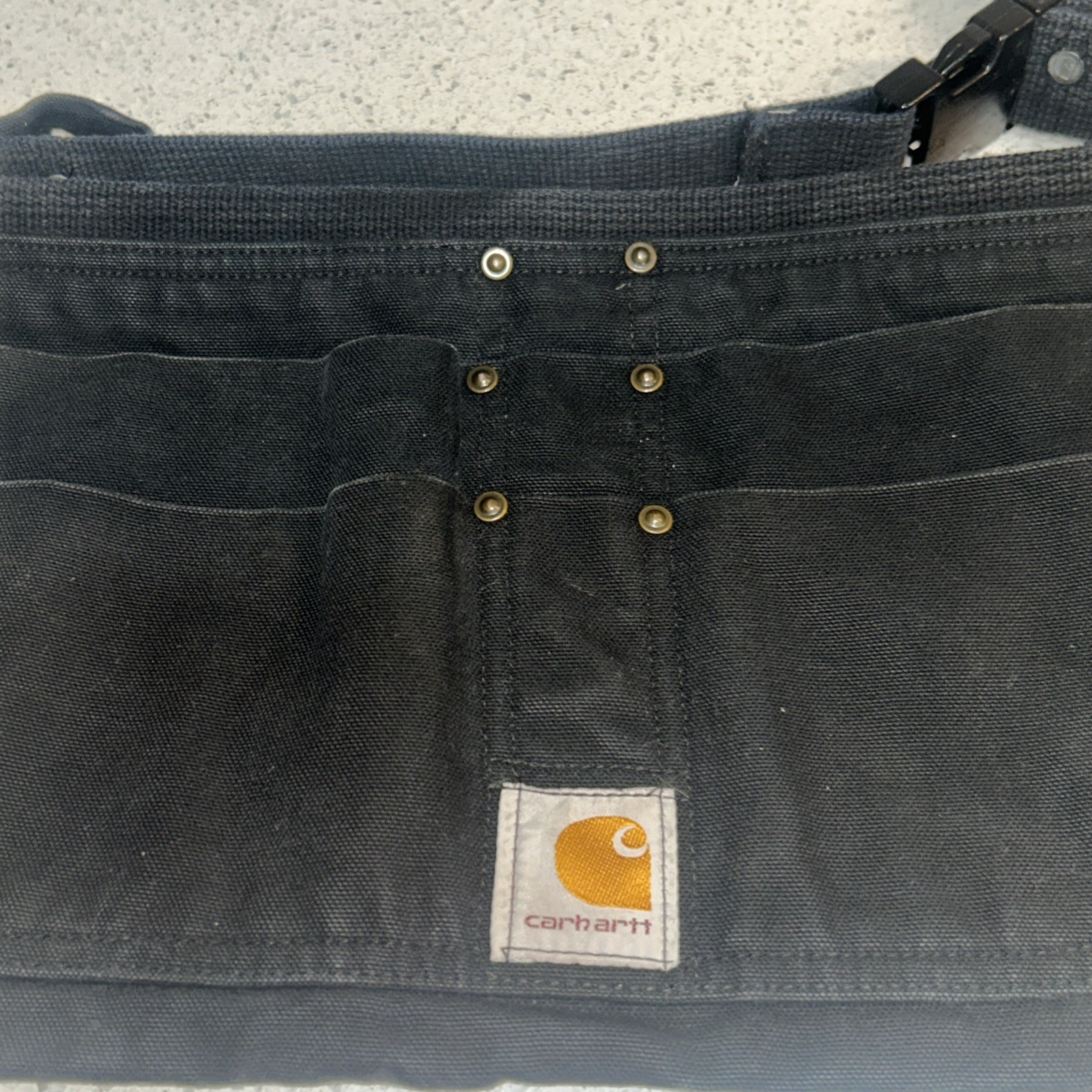 Carhartt A09 Firm Duck Half Apron Small/Medium Black Adjustable Strap Logo Patch