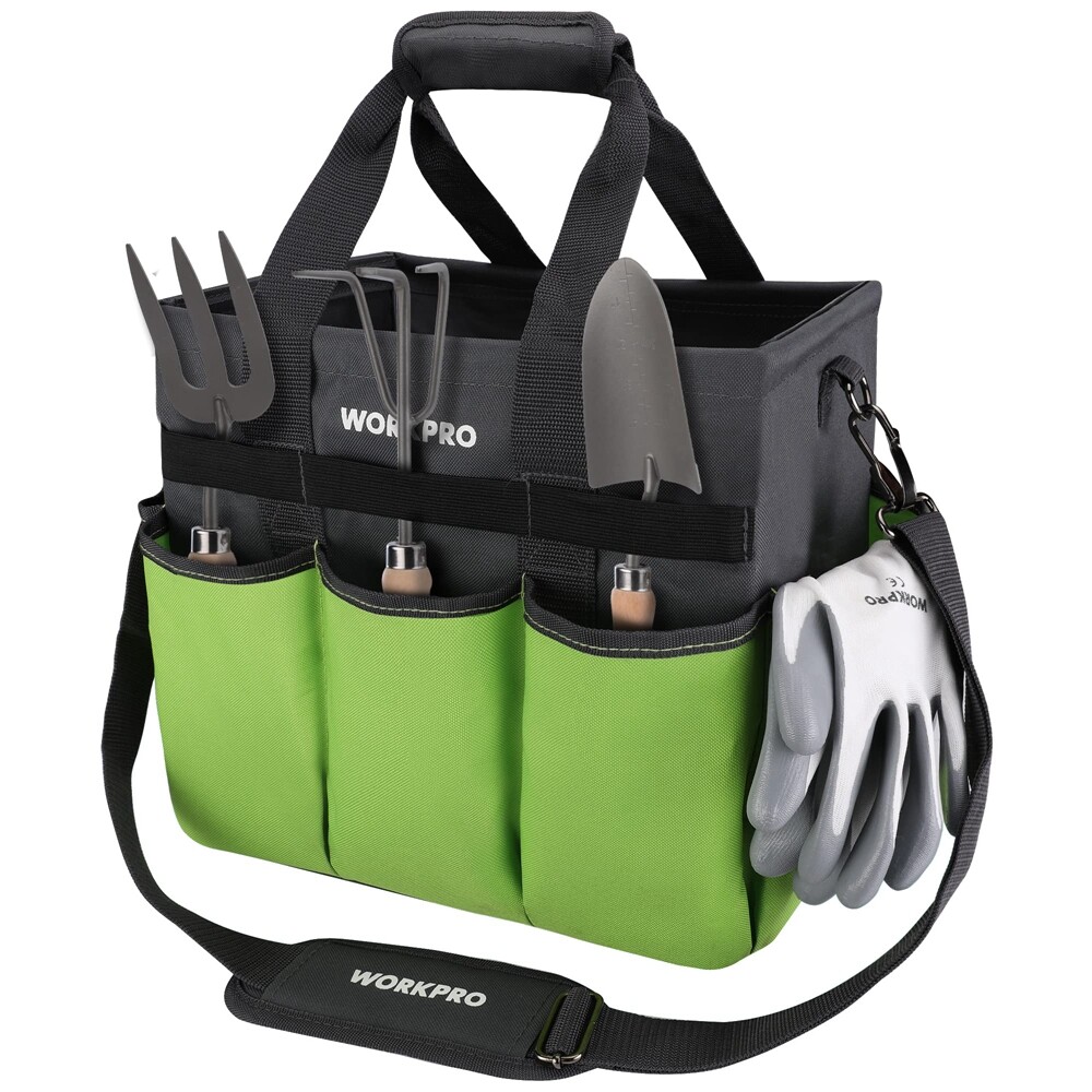 WORKPRO Garden Tote Bag Heavy Duty Gardening Tool Bag w/10 Pocket Shoulder Strap