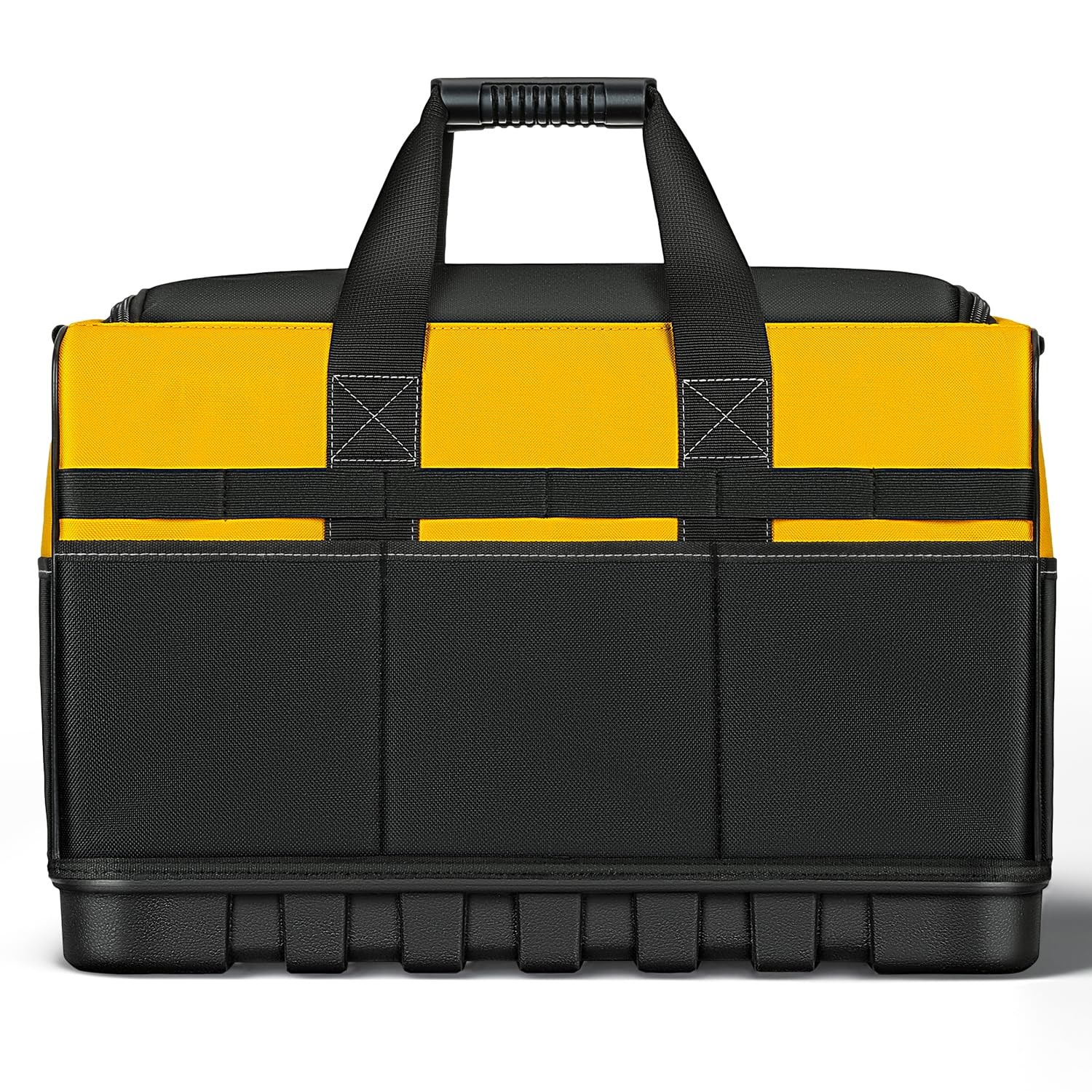 Tool Bag, 18 Inch, Yellow and Black, Wide Mouth Opening, Multiple Pockets, Sh…