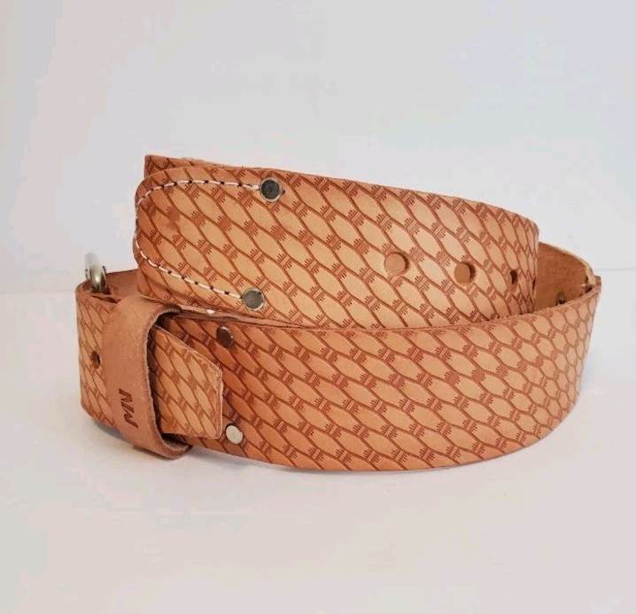 McGuire Nicholas 960 Roller Buckle Belt 2″ Tan Saddle Leather 41 Heavy Duty NEW