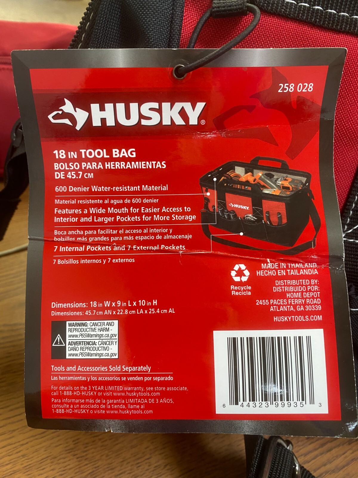 NEW Husky 18” Wide Mouth Zippered Tool Bag / 14 Pockets – 258 028