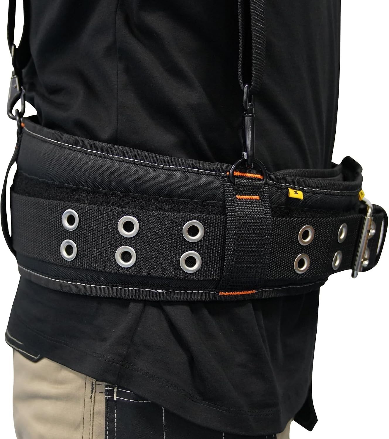 20-222 Heavy Duty Polyester Tool Rig Padded Belt Black for Construction