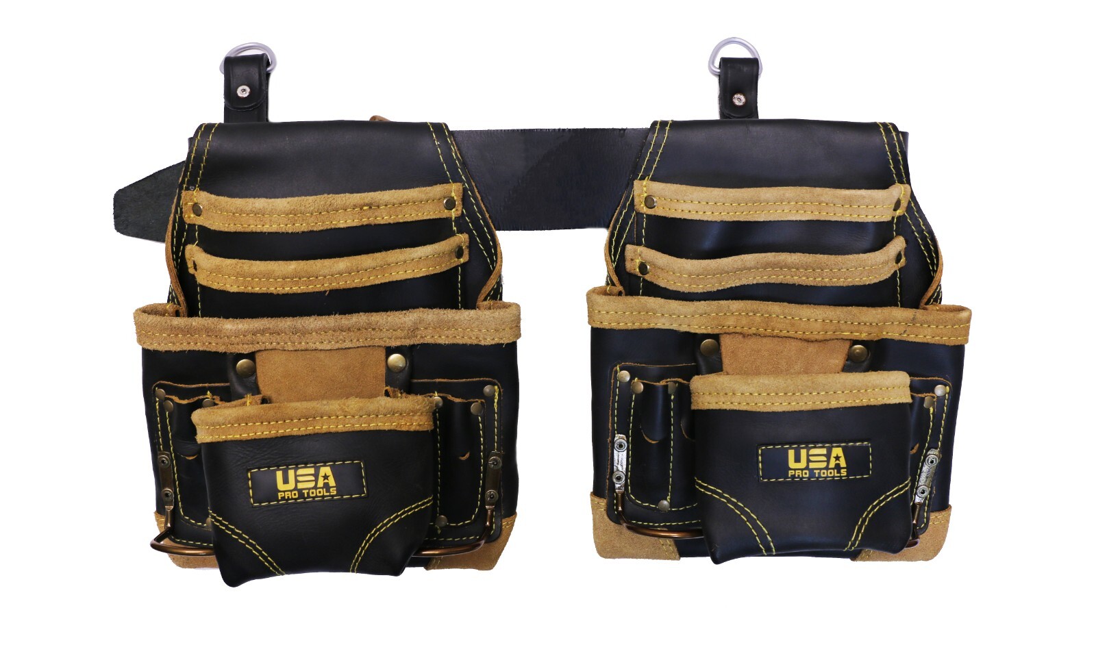 13 POCKET TOP GRAIN LEATHER FRAMER CARPENTER FASTENER TOOL BAG BELT TOOL RIG SET