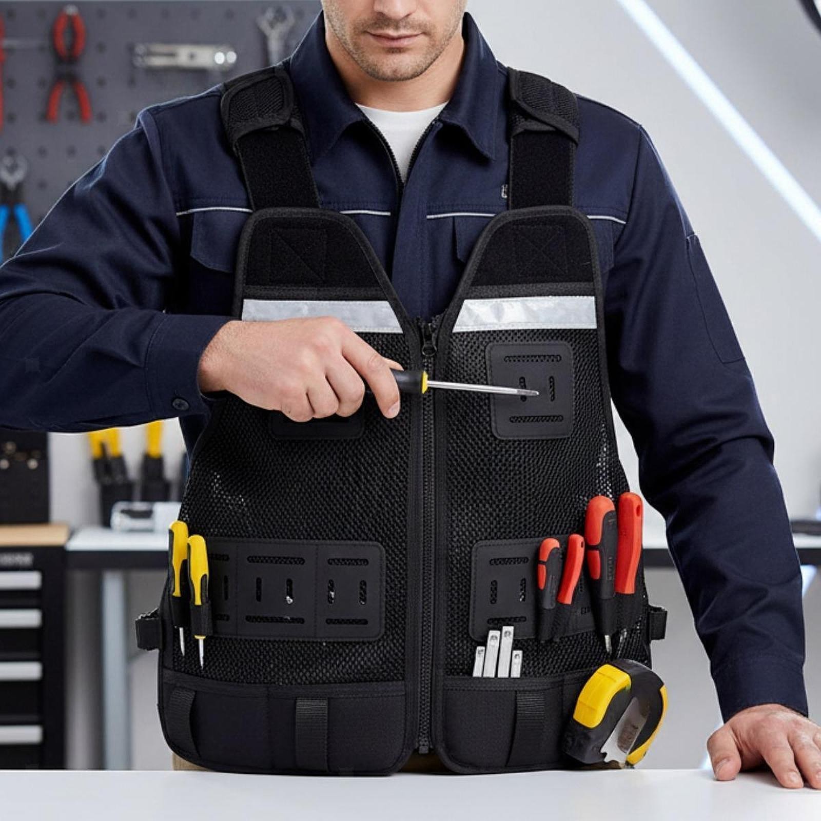 Electrician Tool Vest Maintenance for Men Women Heavy Duty Sturdy Work Vest