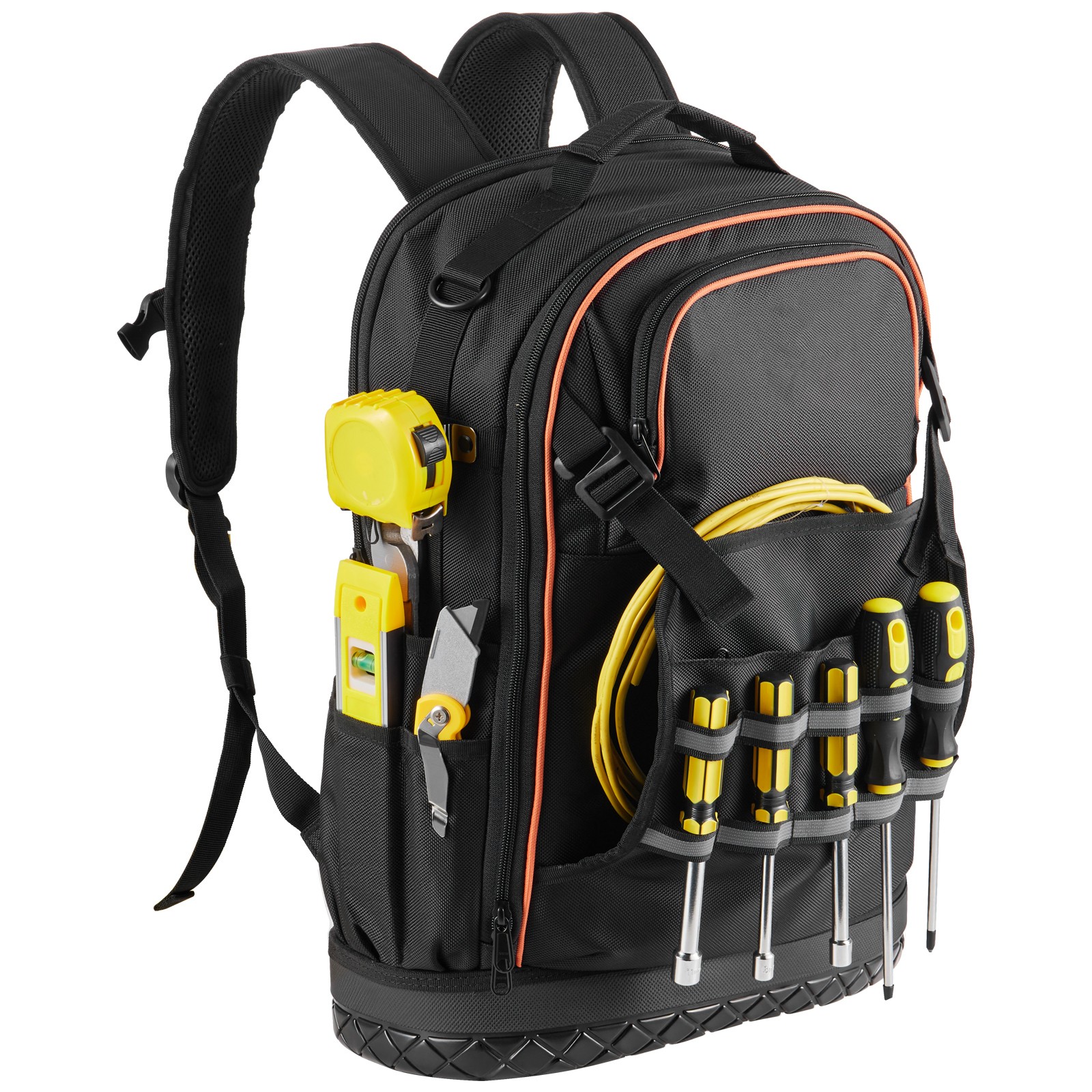 Tool Backpack with Tools 65 Pockets Tear-resistant Jobsite Backpack