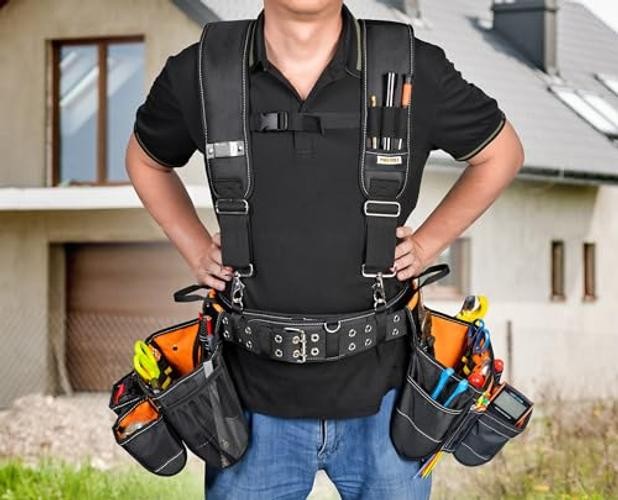 Professional-Piece Tool Belt with Suspender 1680D Fabric Carpenter 7