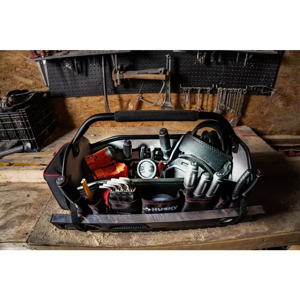 Husky Heavy-Duty 20 in. 31 Pockets PRO All-Trade Tool Bag Tote