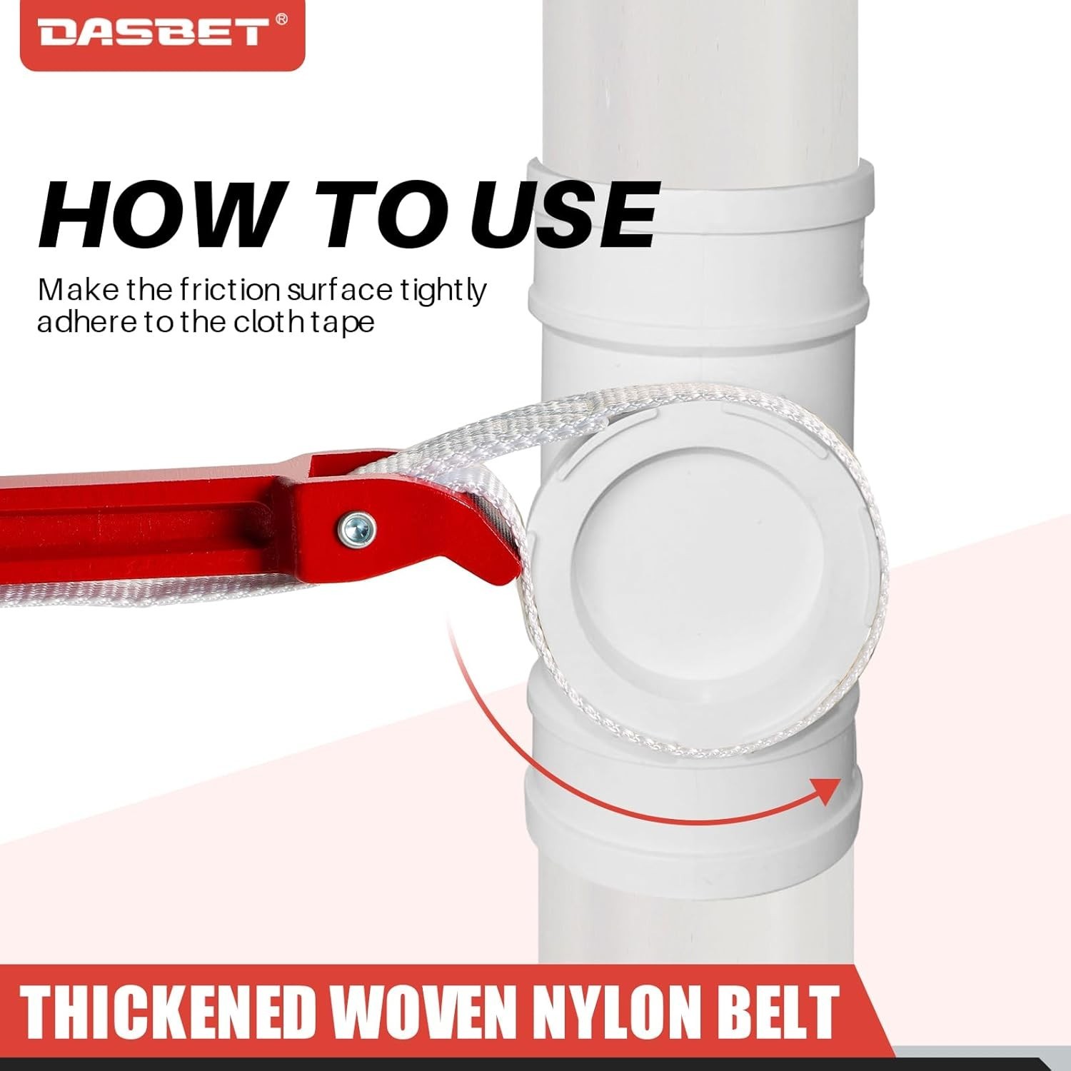 DASBET 12 Inch Strap Wrench Adjustable Nylon Double Layered Belt