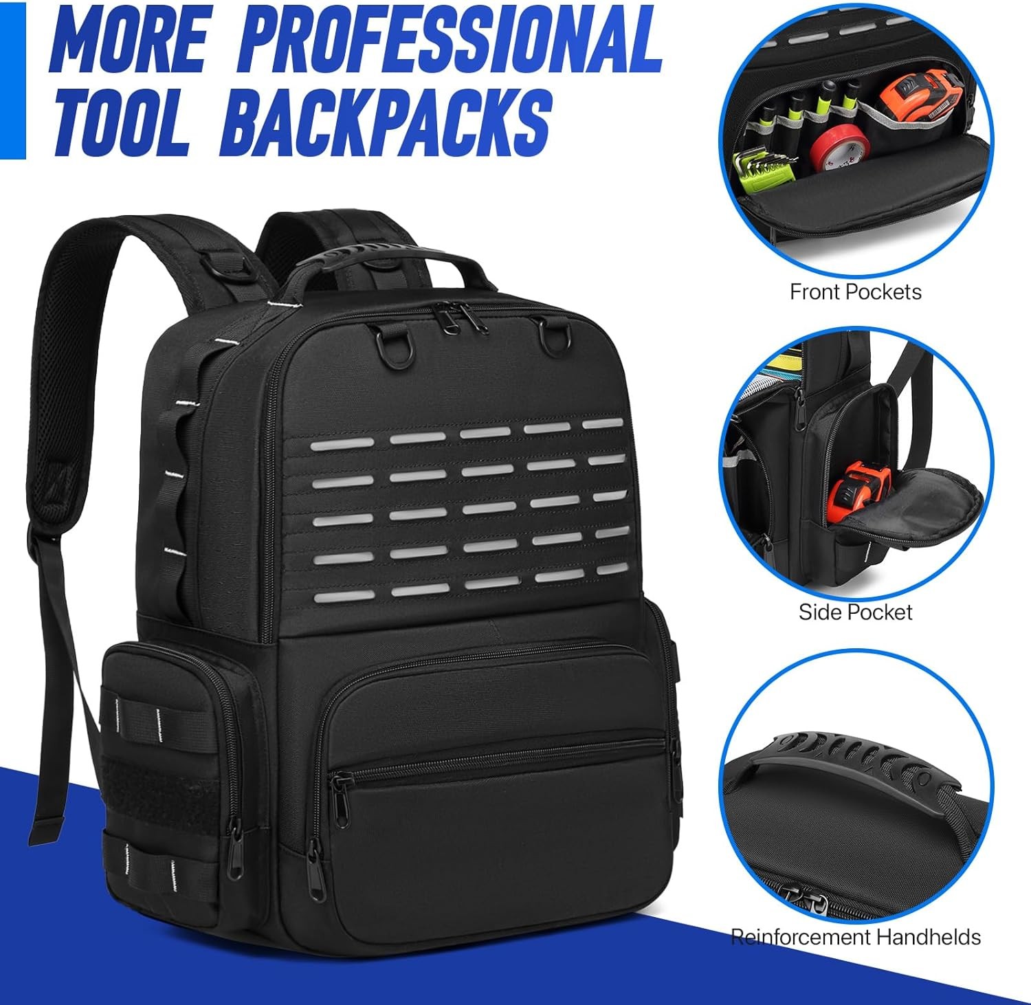 Tool Backpack,Heavy Duty Tool Bags for Men,Tool Storage Organizer Bag