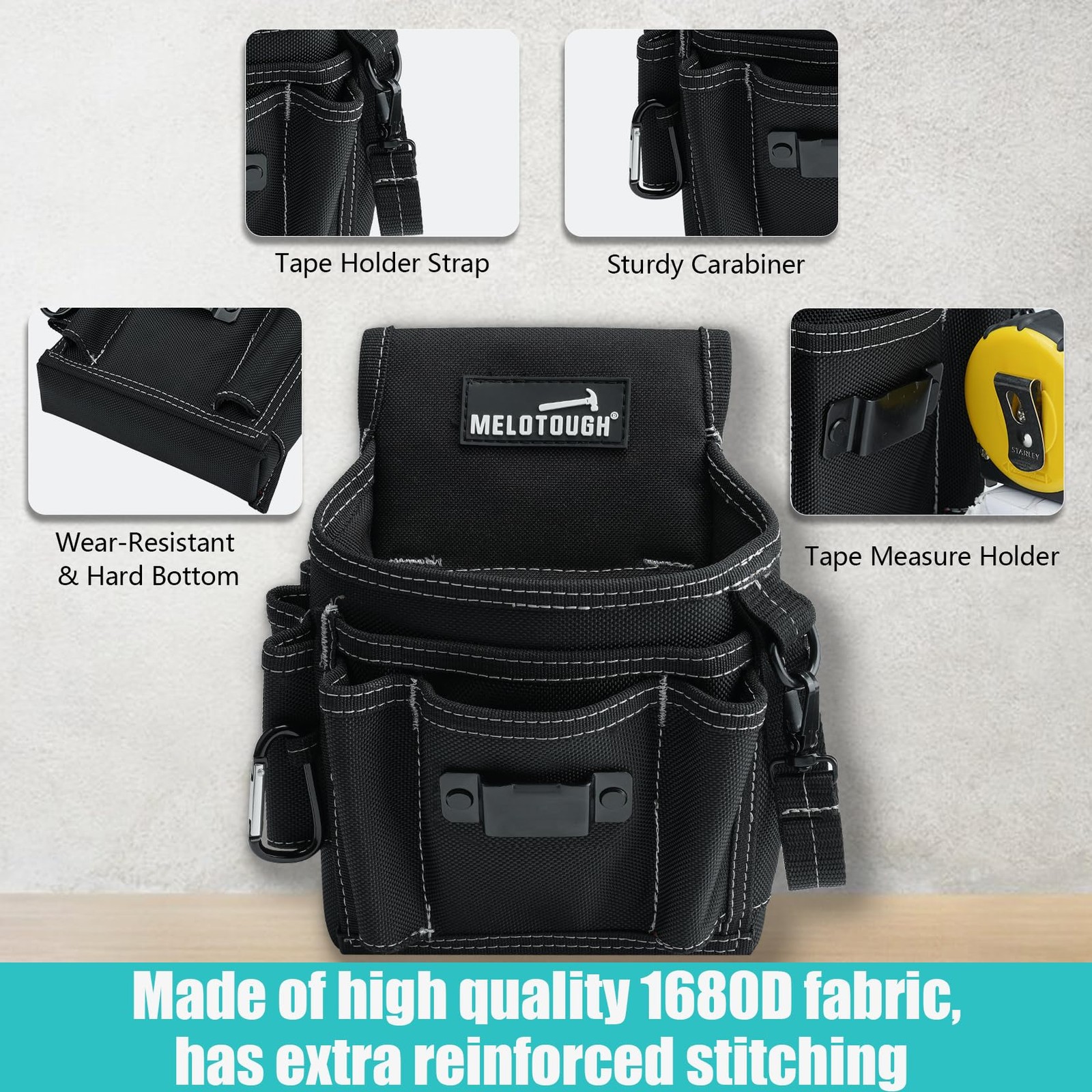 Electrician Tool Pouch with Belt Clip, 2 Inch Heavy Duty Work Belt Set for Me…