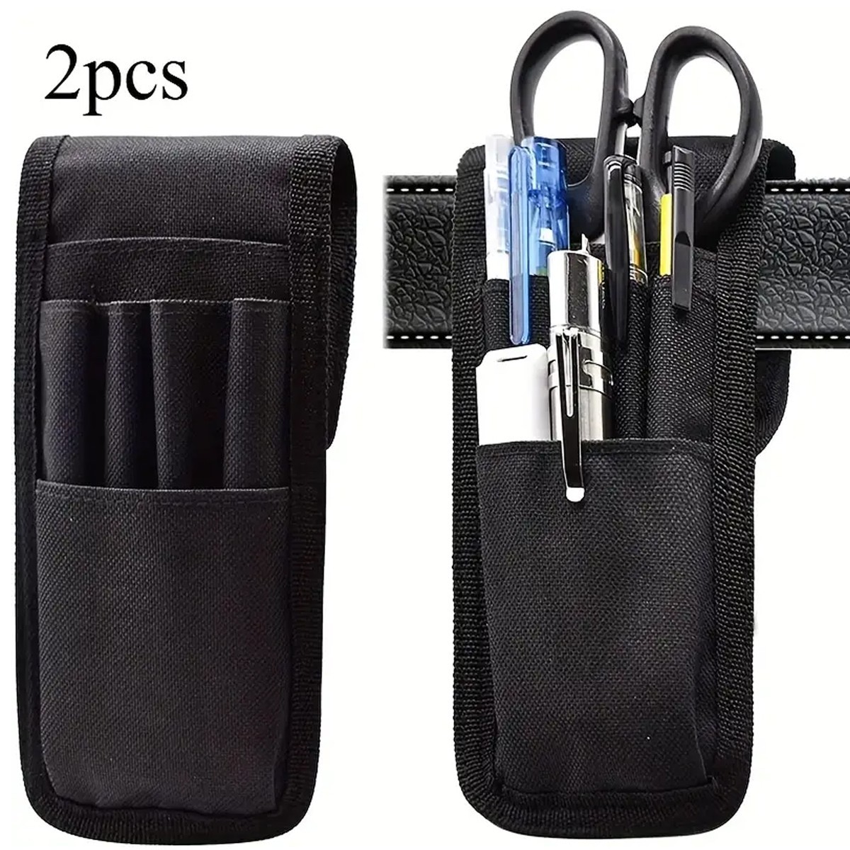 2x Belt Tool Pouch Small Nylon Organizer Multi-Pocket Lightweight Pen Holder Bag