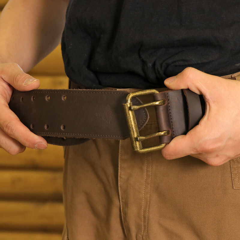 TOURBON Leather Tool Carry Workshop Waist Belt 2″ Double Roller Buckle Rig Belt