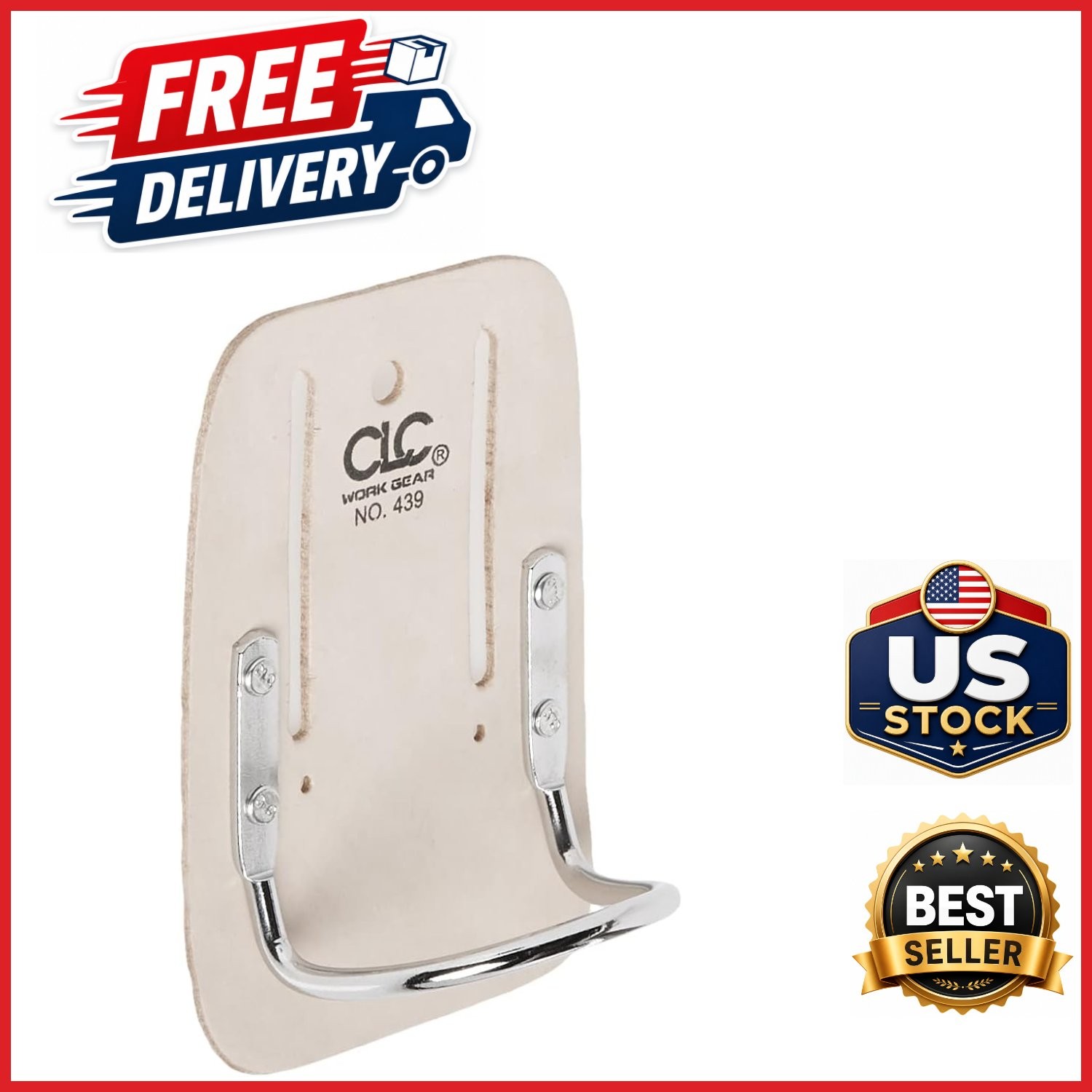 Durable Hammer Holder for Tool Belt Heavy Duty Steel Cream White Leather