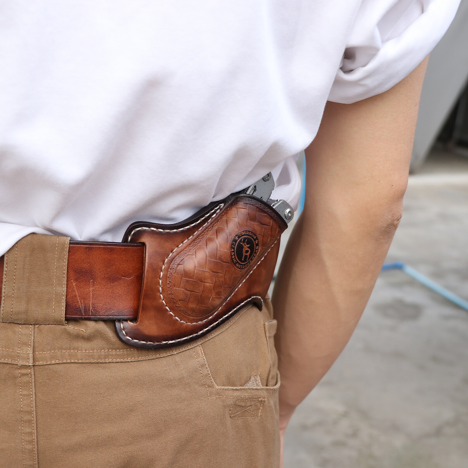 TOURBON Leather Sheath for Camping Knife – Belt Holster Pouch for EDC Pocket