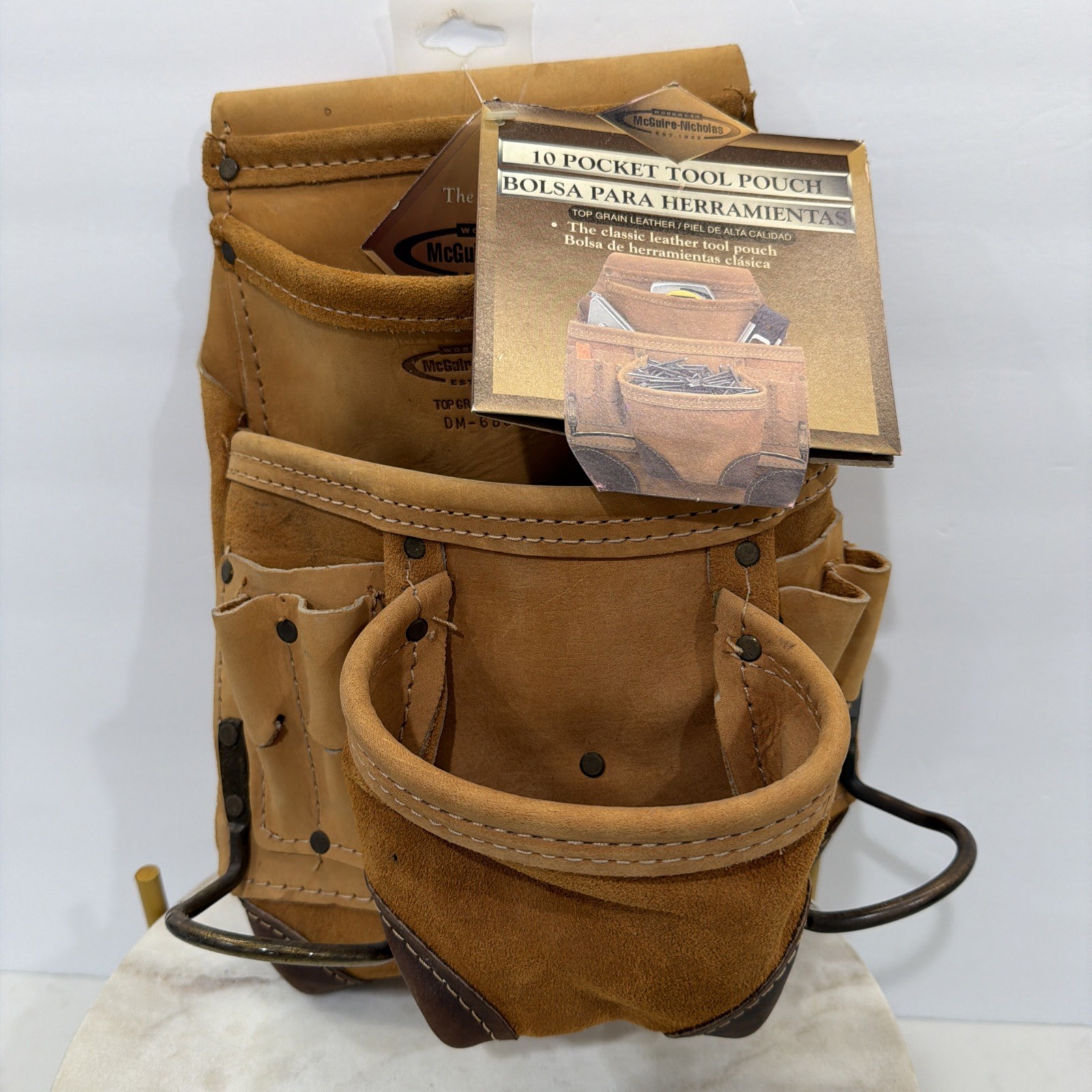 McGuire-Nicholas 689MB 10-Pocket Pro Carpenter Tool Pouch Tan Top Grain Cowhide
