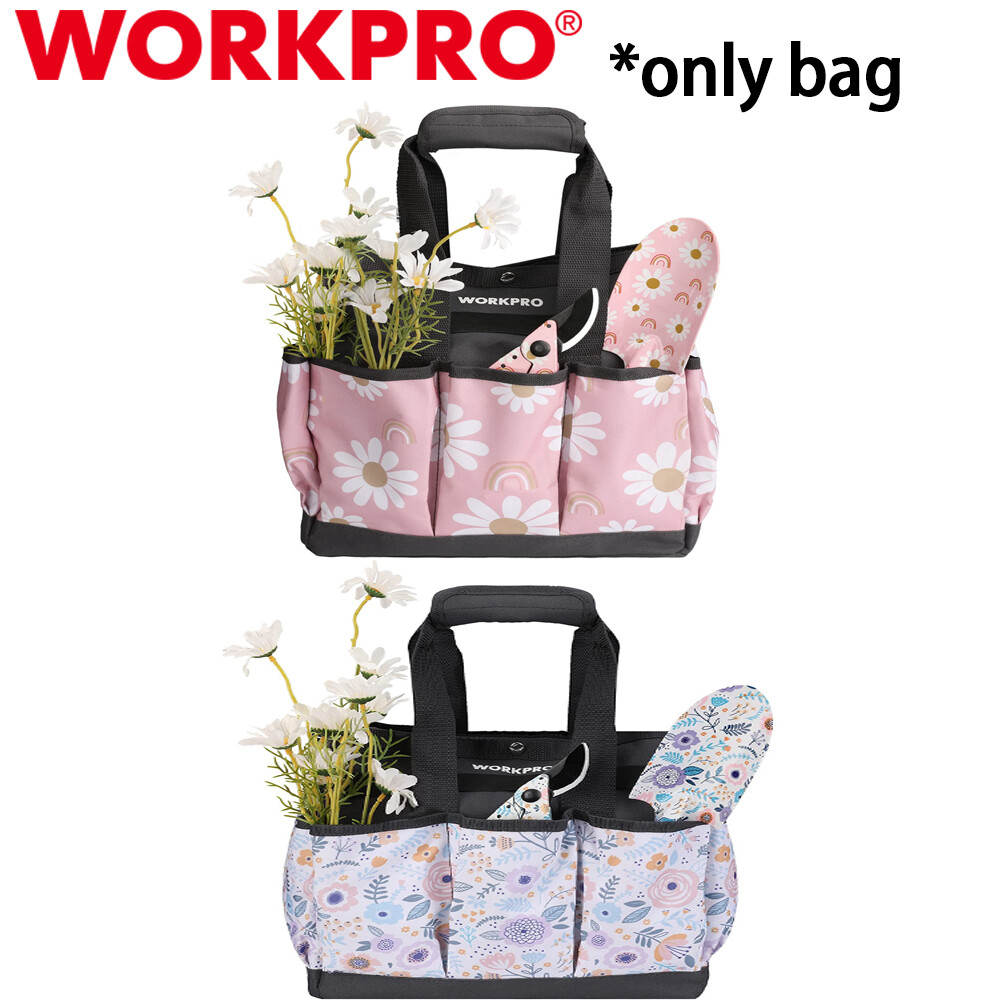 WORKPRO Pink/White Garden Tool Bag Heavy Duty Oxford Garden Tool Storage Bag NEW