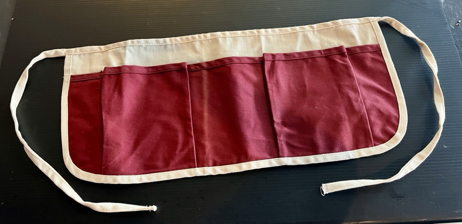 Burgundy Canvas Waist Tool Apron with 5 Pockets
