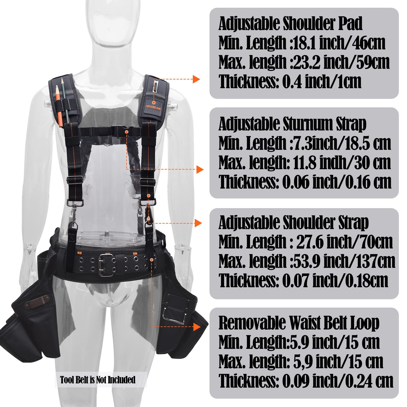 Mens Tool Belt Suspenders Nail Bag Construction Carpenter Heavy Duty Work Gear