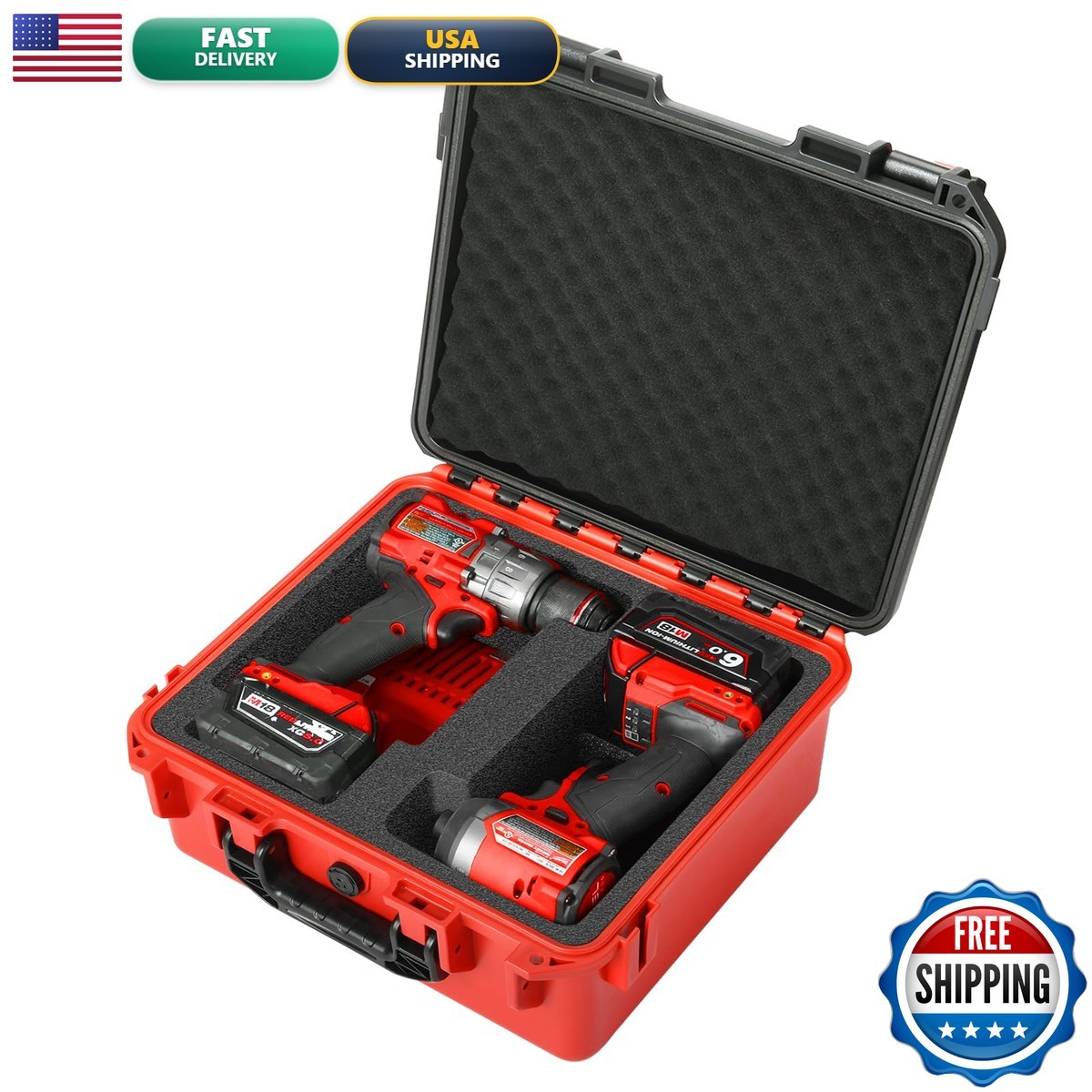 HOSOCASE Hard Case for Milwaukee M18 Impact Drill Driver Tool Combo Kit