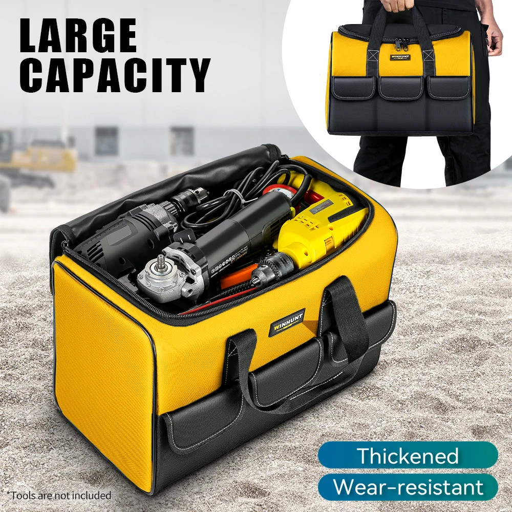 17 Inch Tool Bag, Large Tool Bag with 6 Exterior Pockets Electrician Tool Bag, f