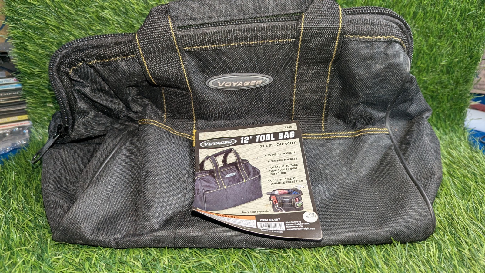 Voyager 12″ Tool Bag 24lbs Capacity Black New w/ Tags Polyester