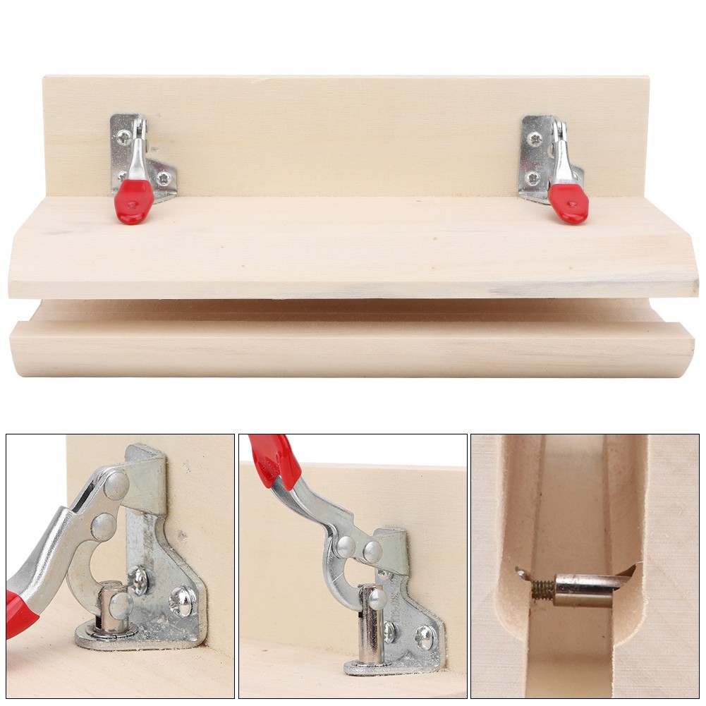 〆 HandStitched Sewing Horizontal Leathercraft Wooden Table Clamp Stitching