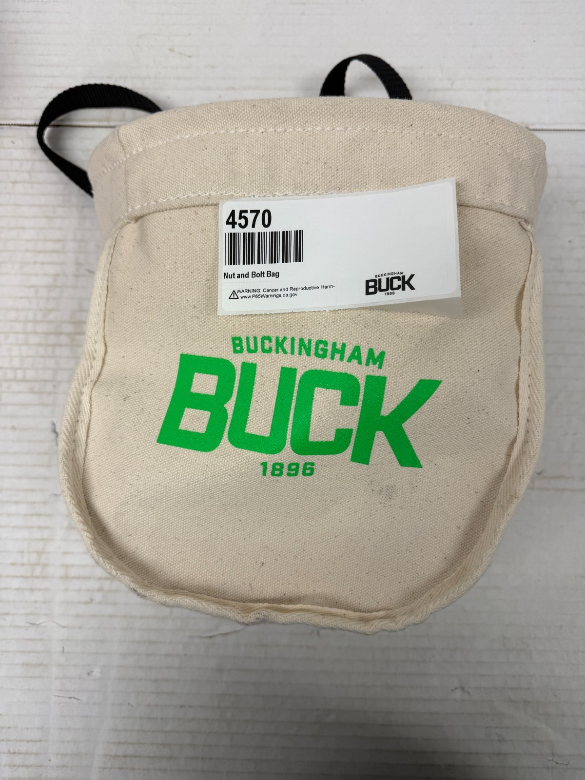 BUCKINGHAM MFG, NUT/BOLT CANVAS BAG/ 4570