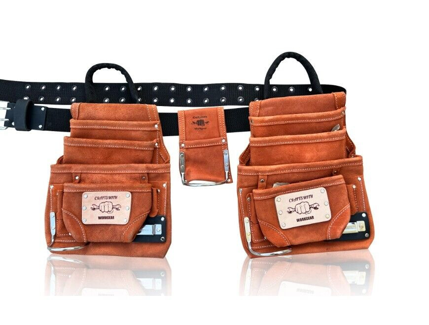 Heavy Duty Roofer, Framer, and Carpenter Tool Belt | Suede Leather | Durable