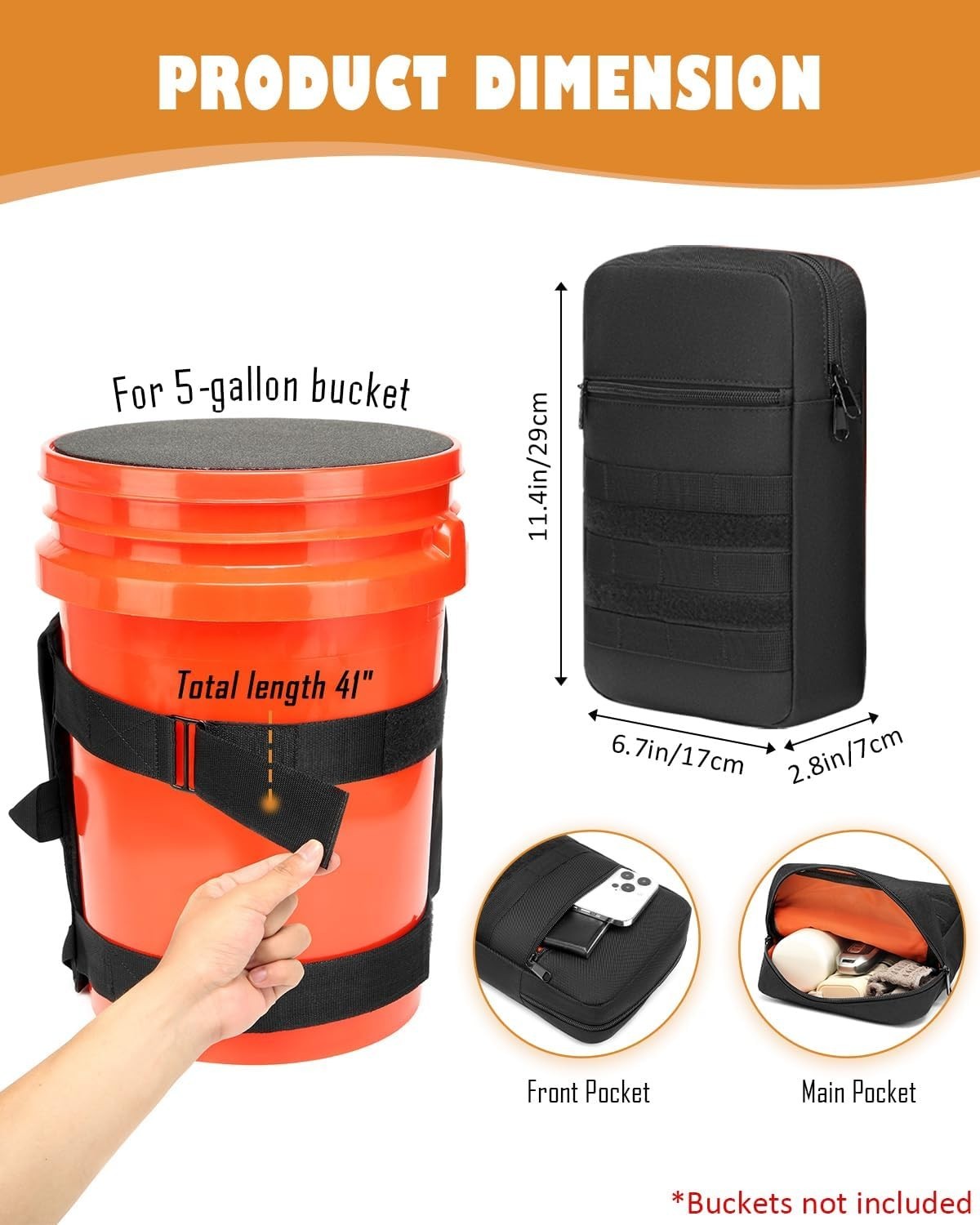Backpack for 5 Gallon Buckets – Universal Bucket Organizer with Pocket for Hunti