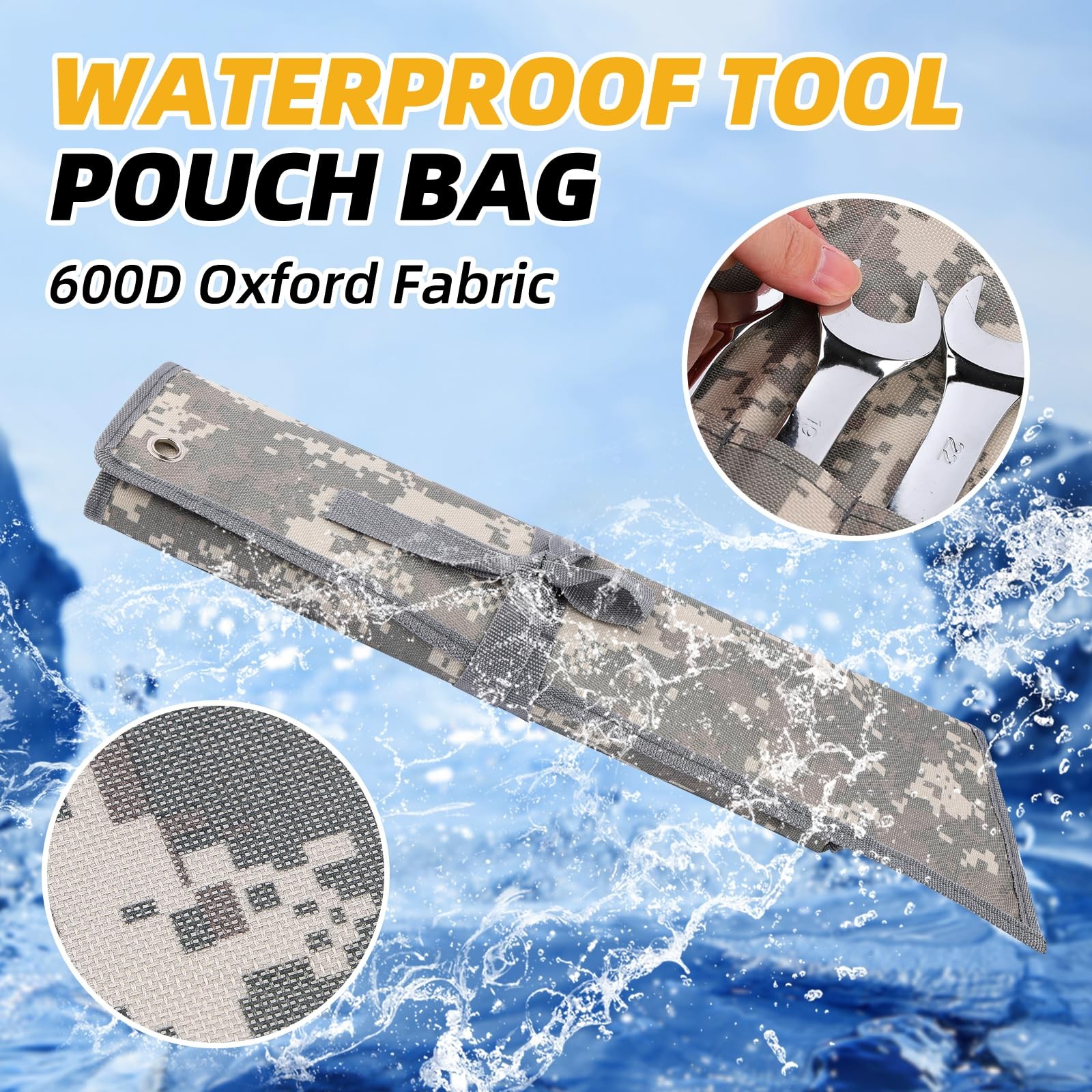 16 Pocket Wrench Roll Organizer Waterproof Oxford Cloth Camouflage Tool Bag