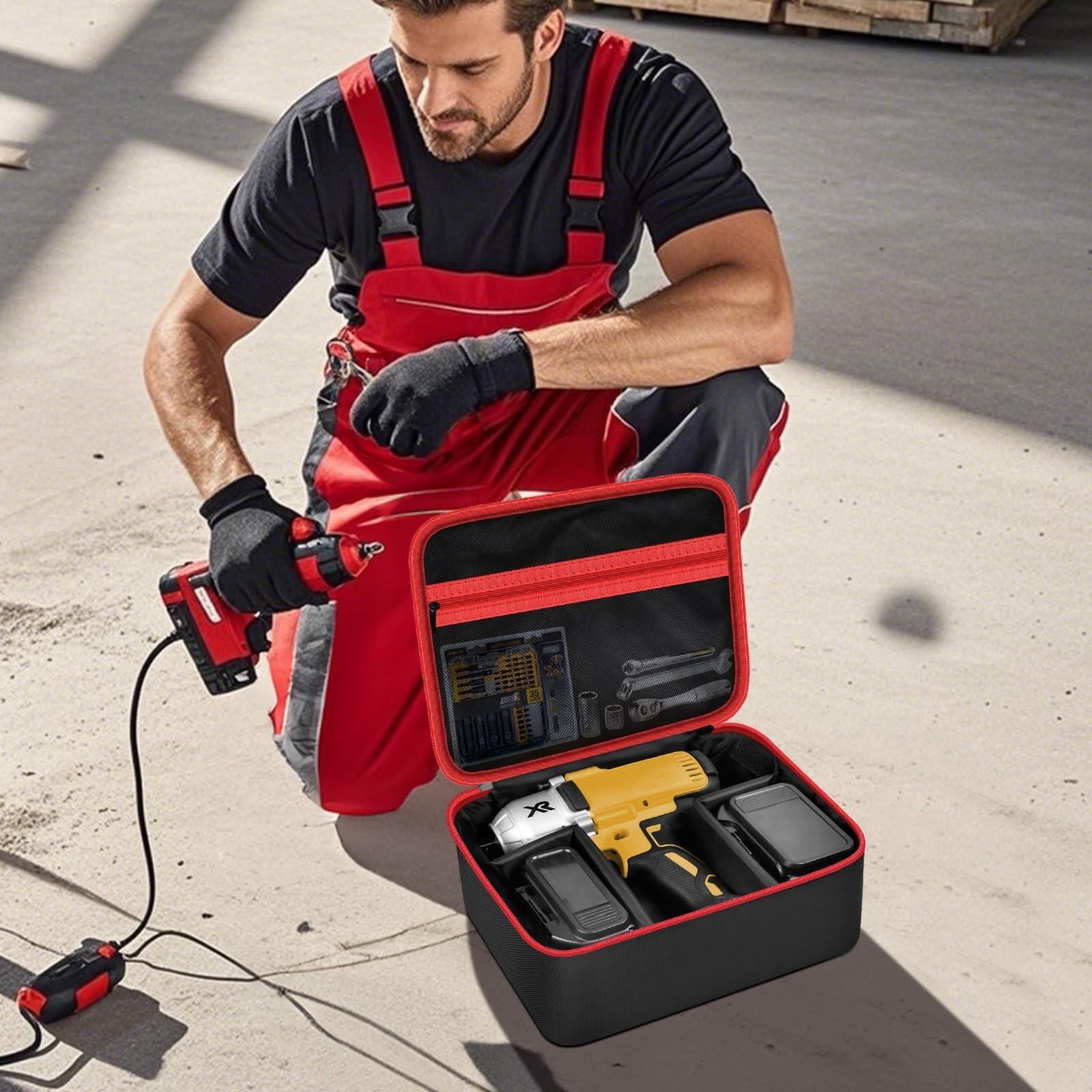 Impact Driver Bag Case for 20V MAX XR Cordless Wrench Kit – Red Zipper Holder