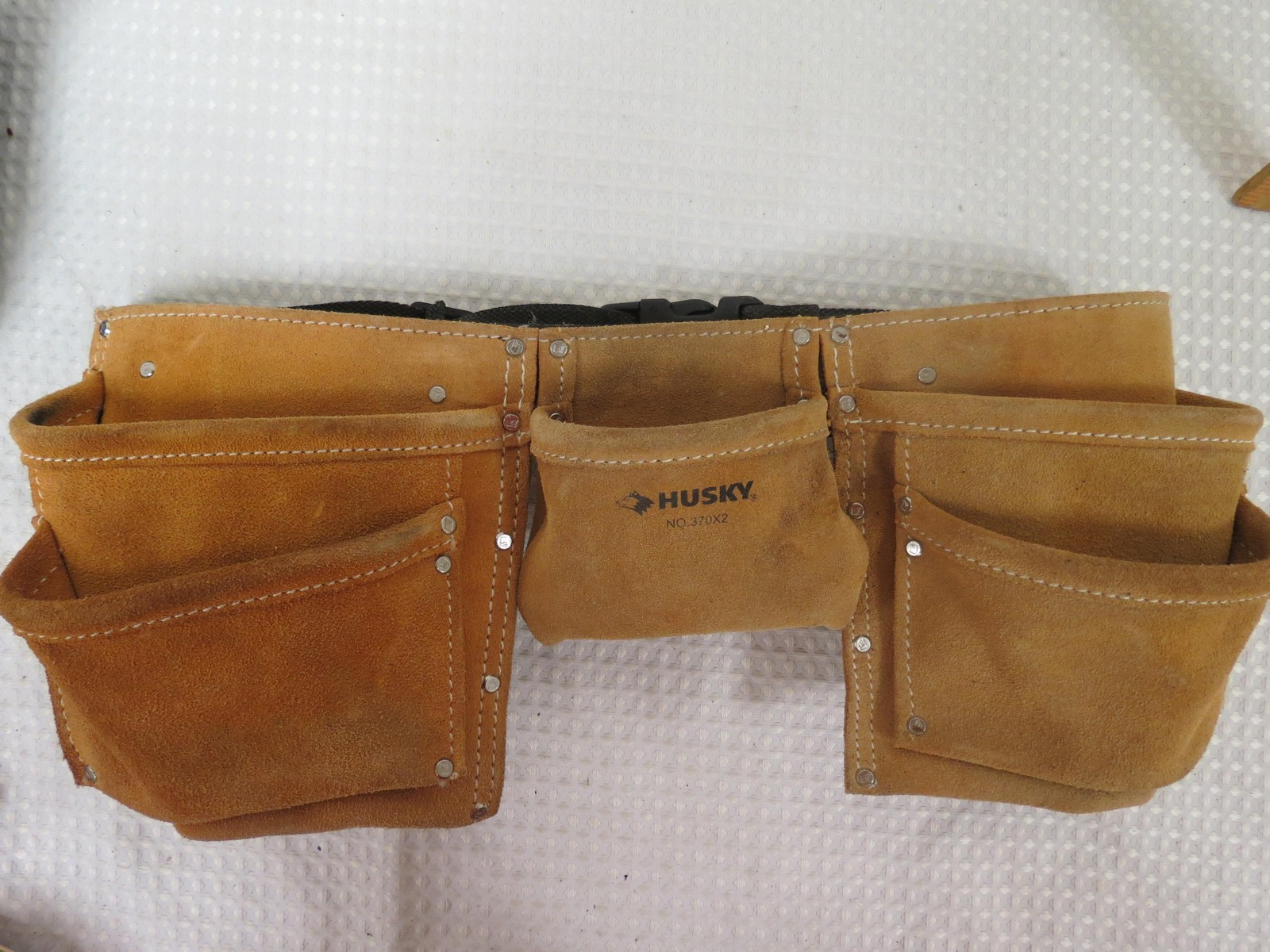 Husky Suede Leather Tool Belt Pouch Apron No 370X2 with Hammer Loop CLC Riveted