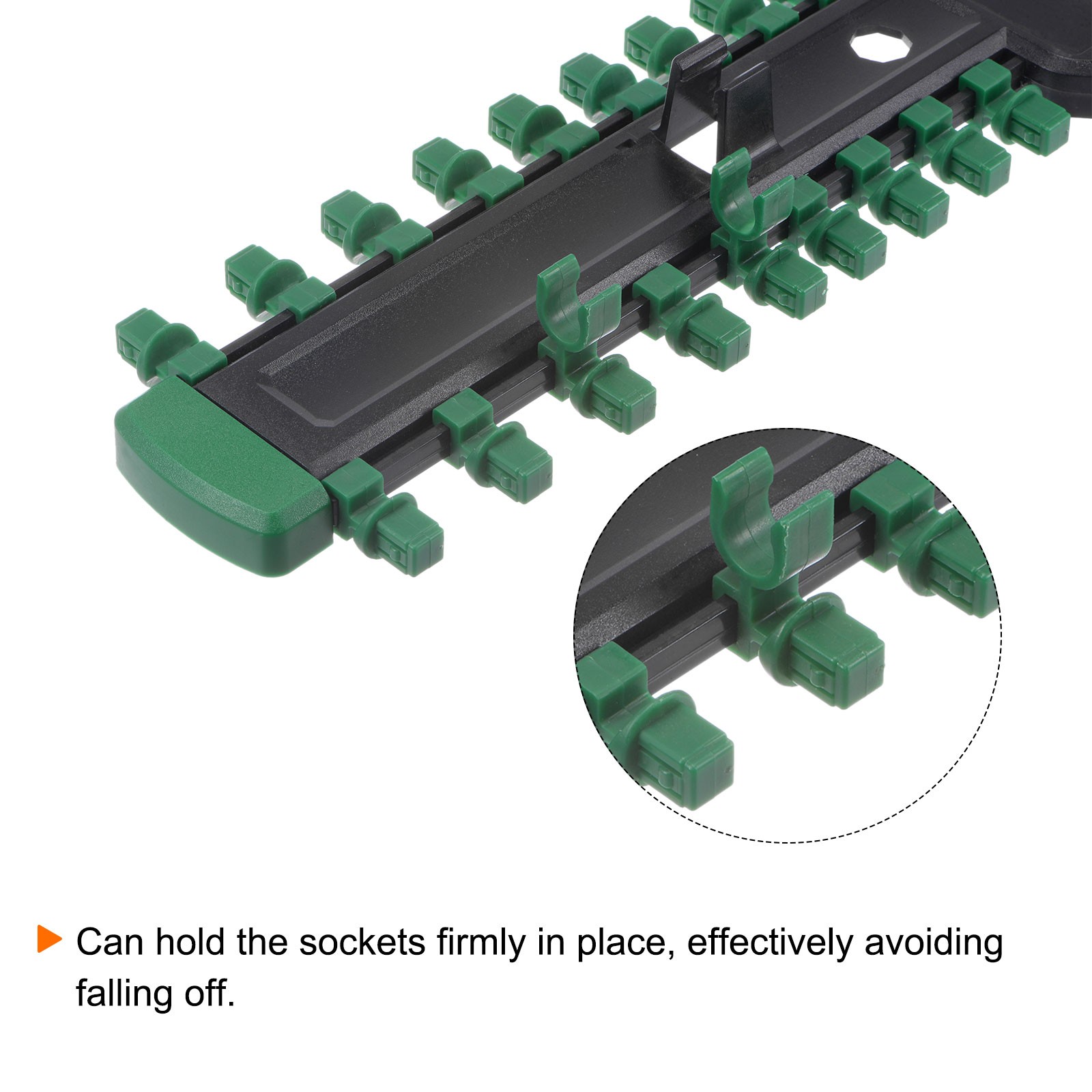 Socket Organizer 3/8″ Drive x 20 Clips Portable Socket Clip Rail Holder, Green