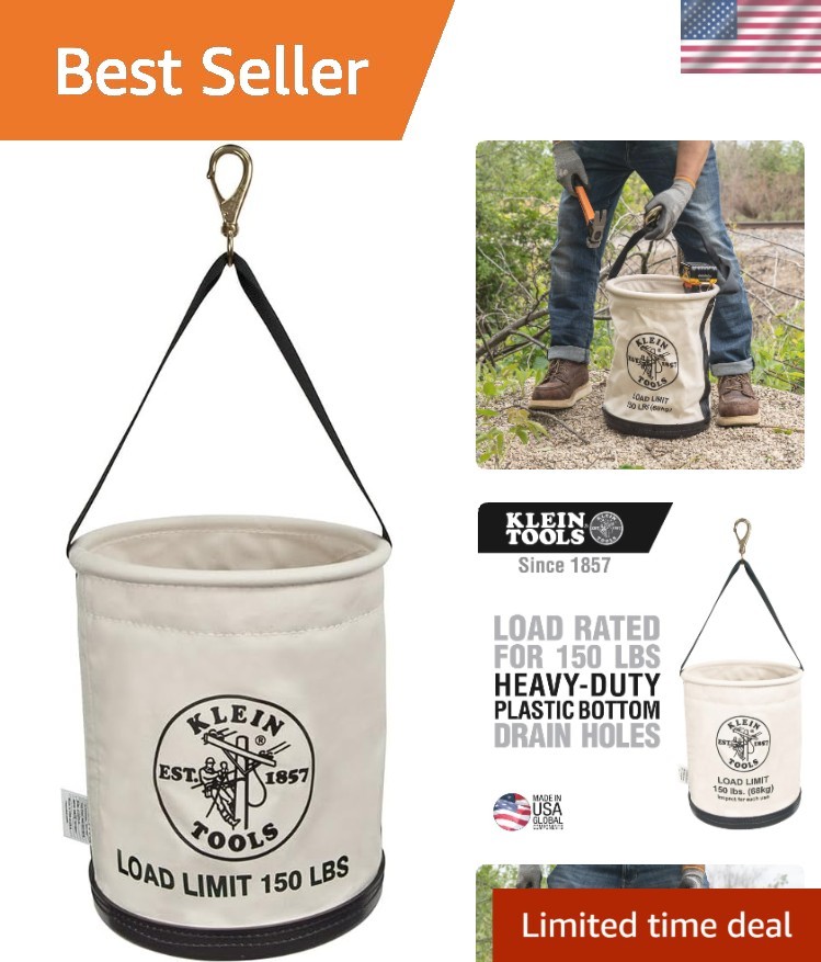 All-Purpose Klein Tools Canvas Bucket – 12″ Diameter, 150lb Max Load