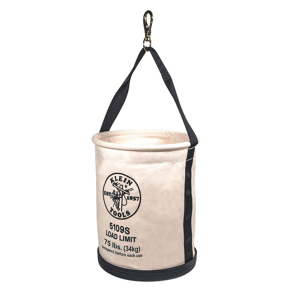 KLEIN TOOLS 5109S Bucket Bag,Canvas,Straight Wall,OffWhite 2DFP4