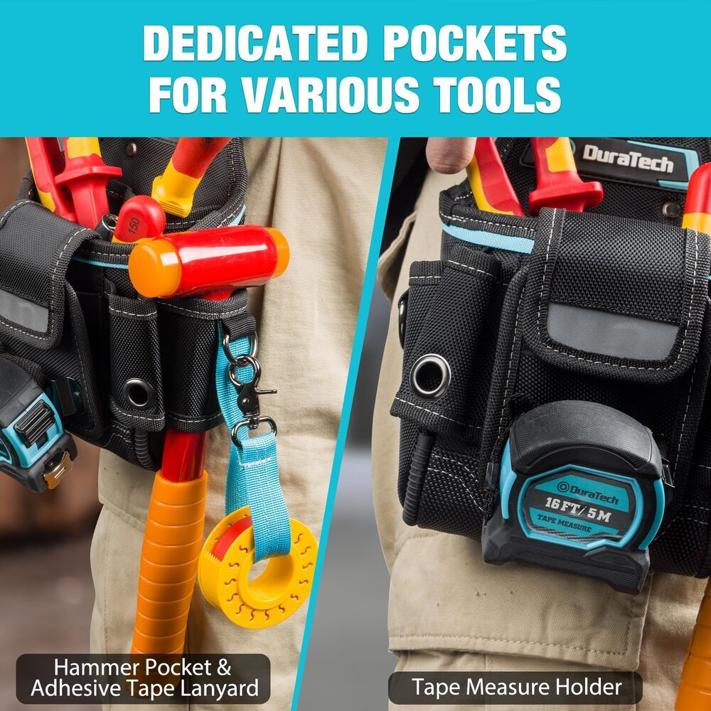 DuraTech Electrician Tool Pouch Expandable Belt Clip Pocket Quick Release Buckle