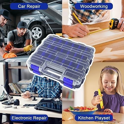 Tools Organizer Box Small Parts Storage Box 50-Compartment Double Side Hardware