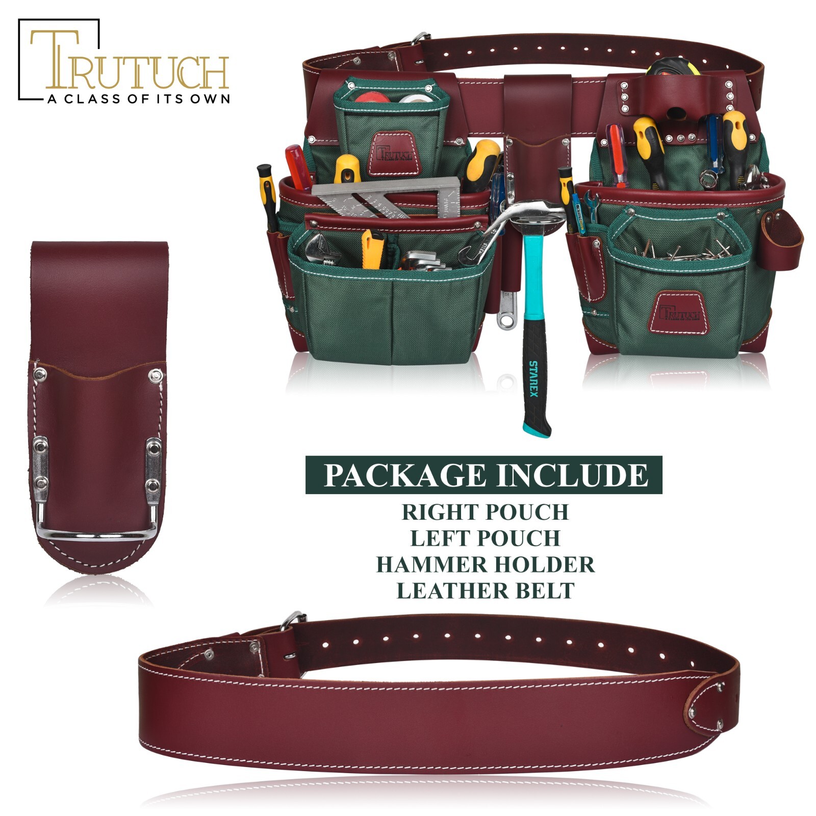 TRUTUCH Nylon and Leather Tool Belt | Framing Tool Bags | Nylon Tool Pouch