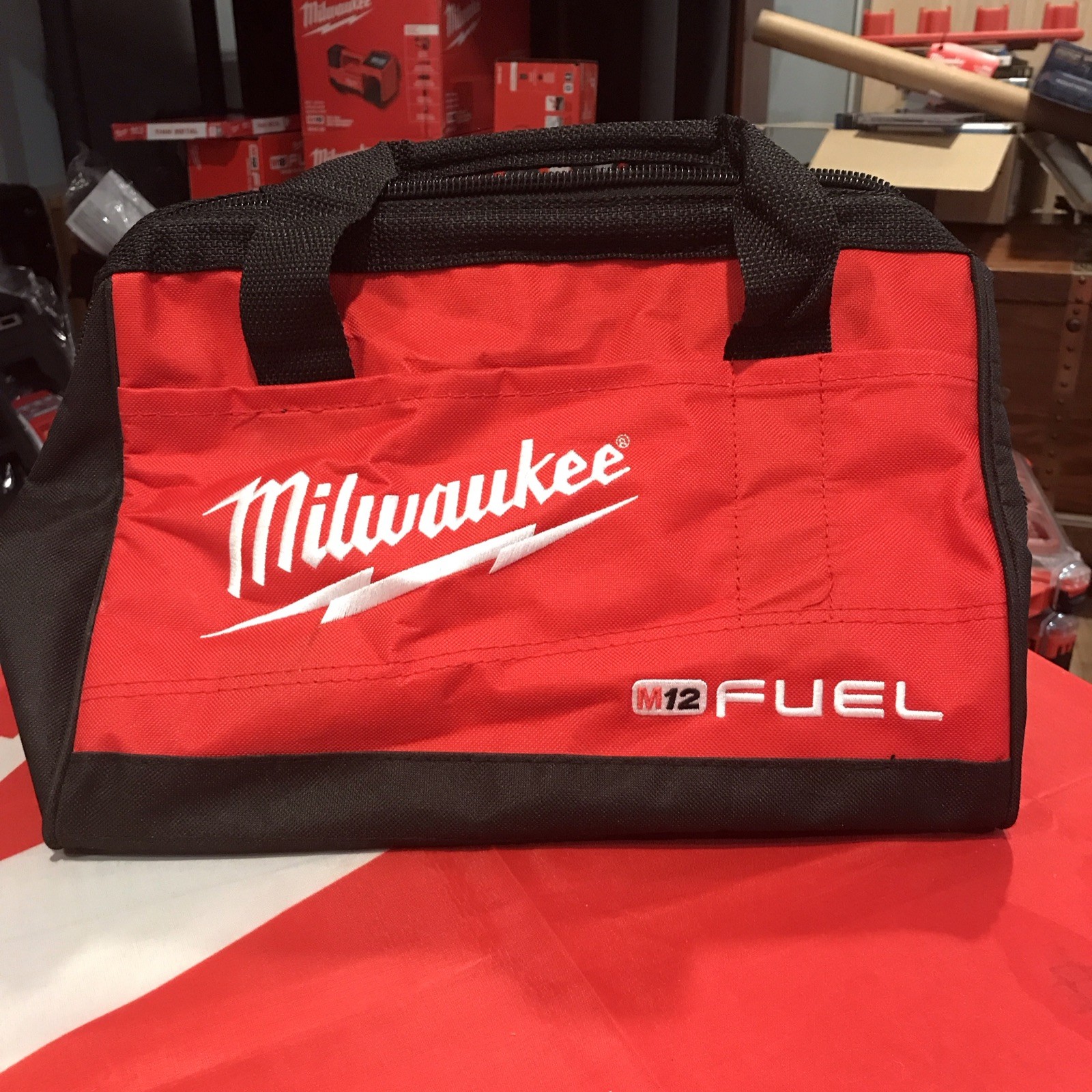 Milwaukee M12 FUEL Medium Tool Bag 13L x 9.5W x 9” Tall. Zippered with Handles