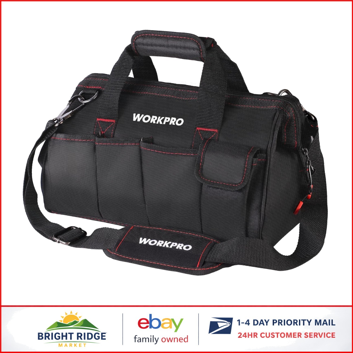 Adjustable Shoulder Strap Tool Bag with 15 Compartments for Easy Organization