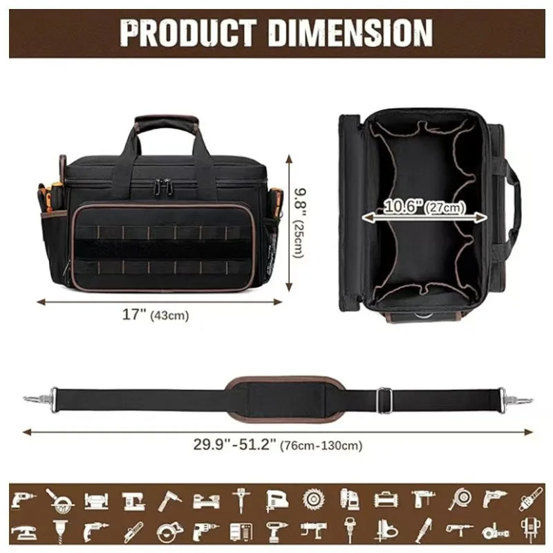 Tool Tote Bag Organizer for Electricians, Heavy Duty Tool Caddy