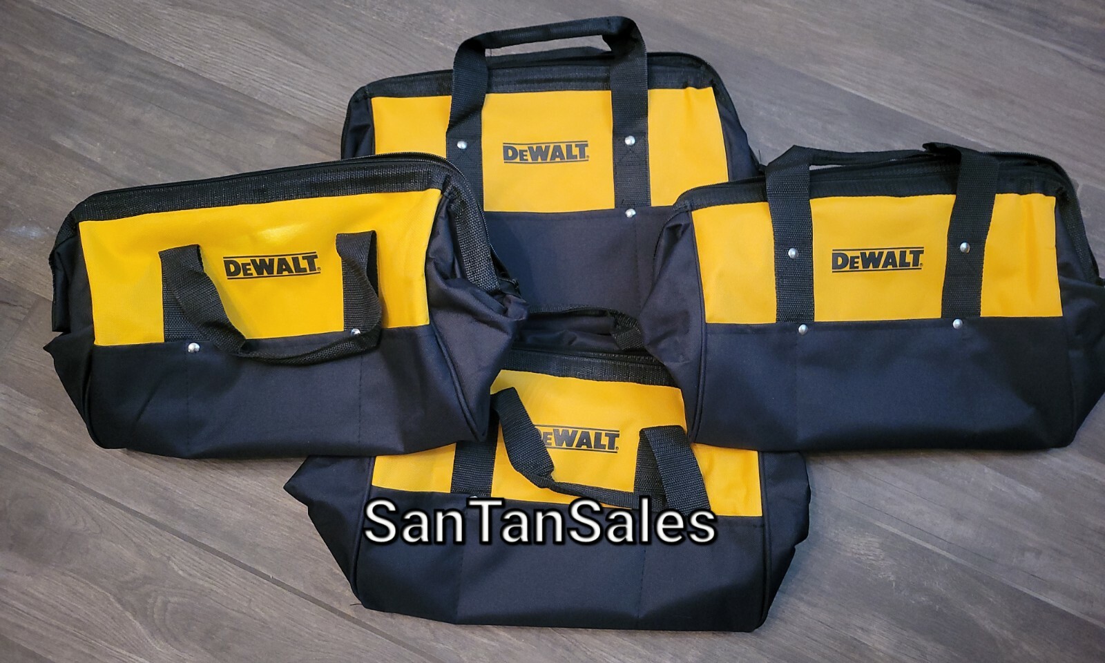 (4) DEWALT 15″×9″×10″ Heavy Duty Nylon Contractor Tool Bags – NEW – FREE SHIP!!