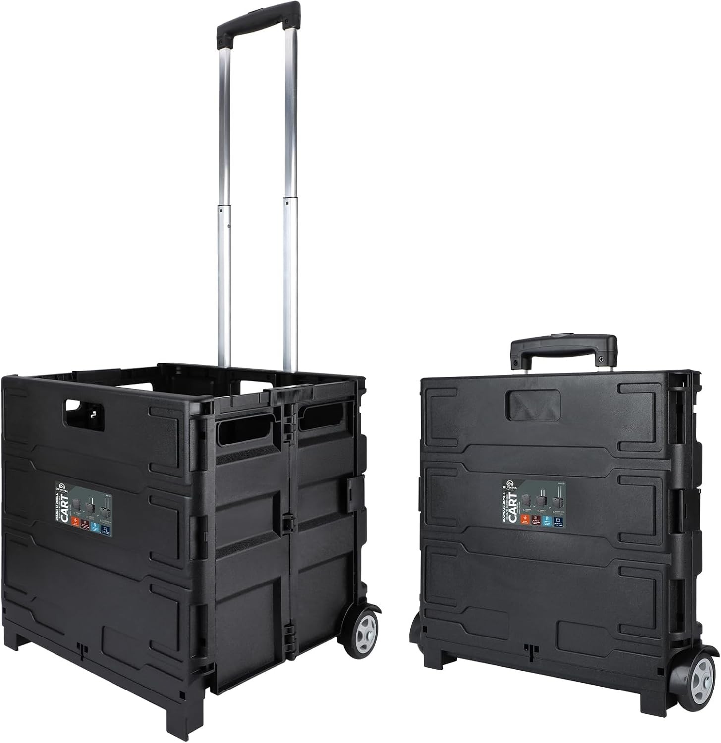 Collapsible 85-010 Grand Pack-N-Roll Utility Cart with Telescopic Handle – Black