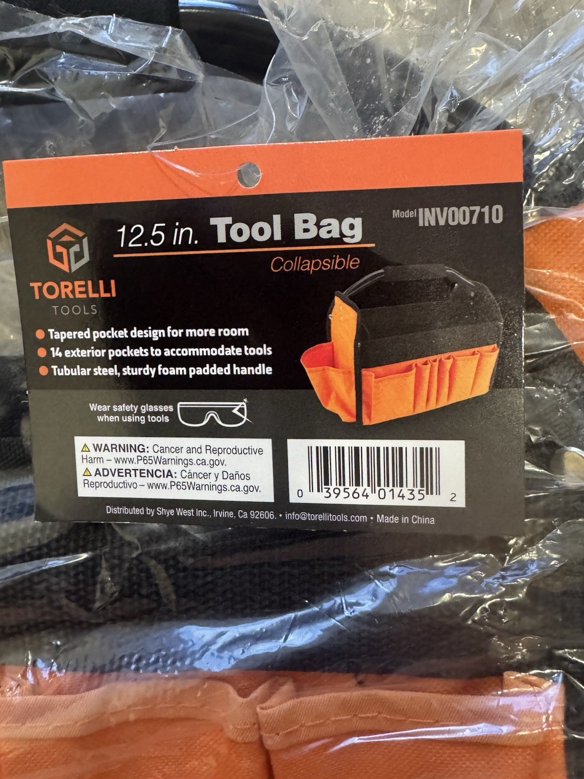 NEW Torelli 12.5” Tool Bag Collapsible Orange 14 Exterior Pockets Padded Handle