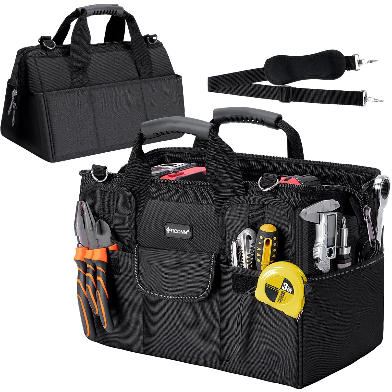 Heavy Duty Tool Bag with Multi-Pockets, Portable Tool Box Organizer Storage B…