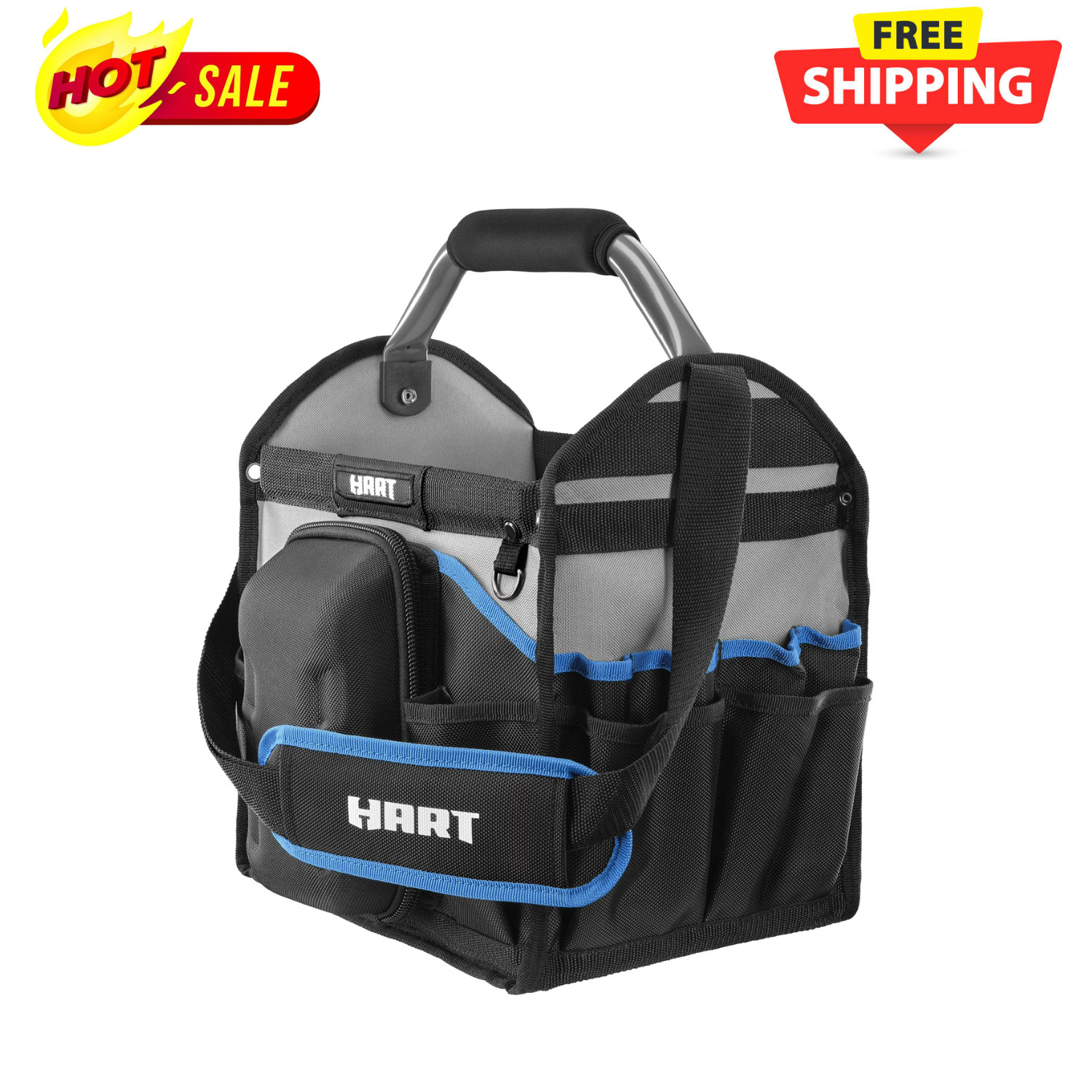HART 12in Tool Tote Organizer Rotating Handle Utility Storage