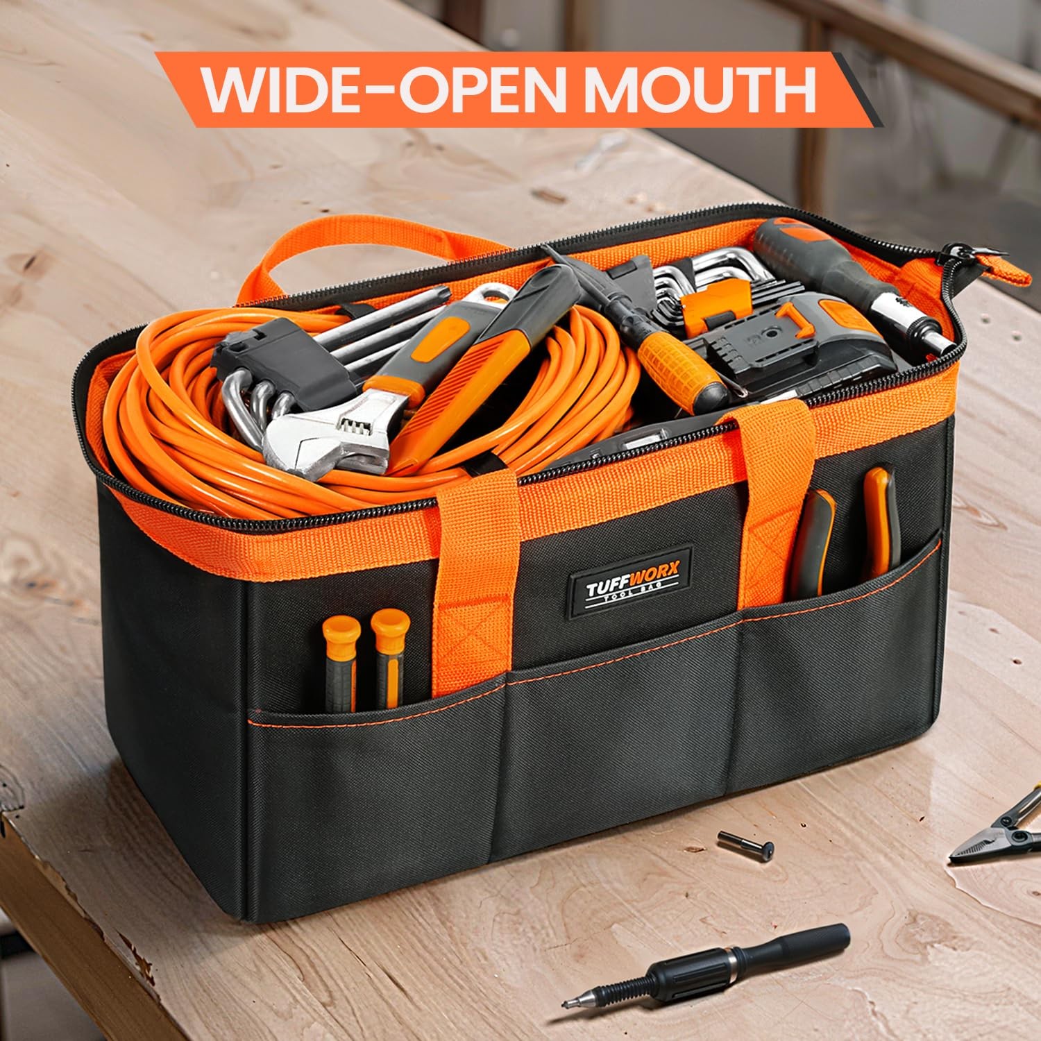Tool Bag, Tool Organizer Bag with 12 Pockets,14.2x 8.7x 7.1 inch, Heavy Duty …